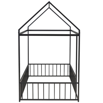 Metal Bed House Bed Frame With Fence