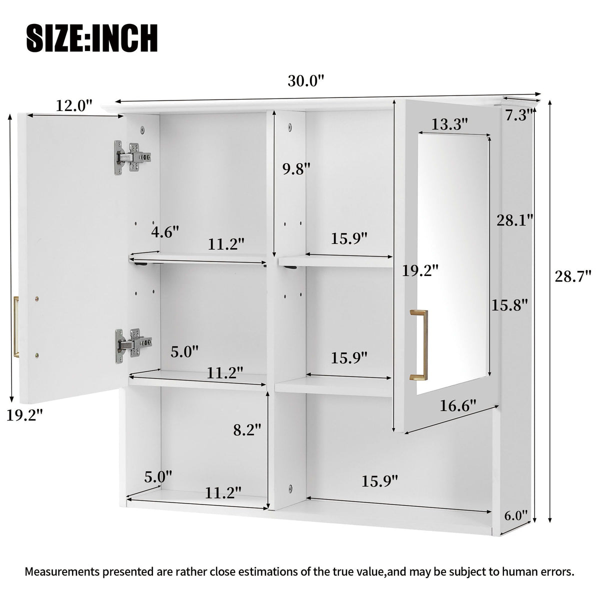 2 In 1 Wall-Mounted Mirror Cabinet With Adjustable Shelves, Soft-Close Doors, High-Definition Mirror & Storage
