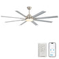 DC Motor Ceiling Fan With Dimmable Light And 8 Blade Aluminum Blades - Nickel
