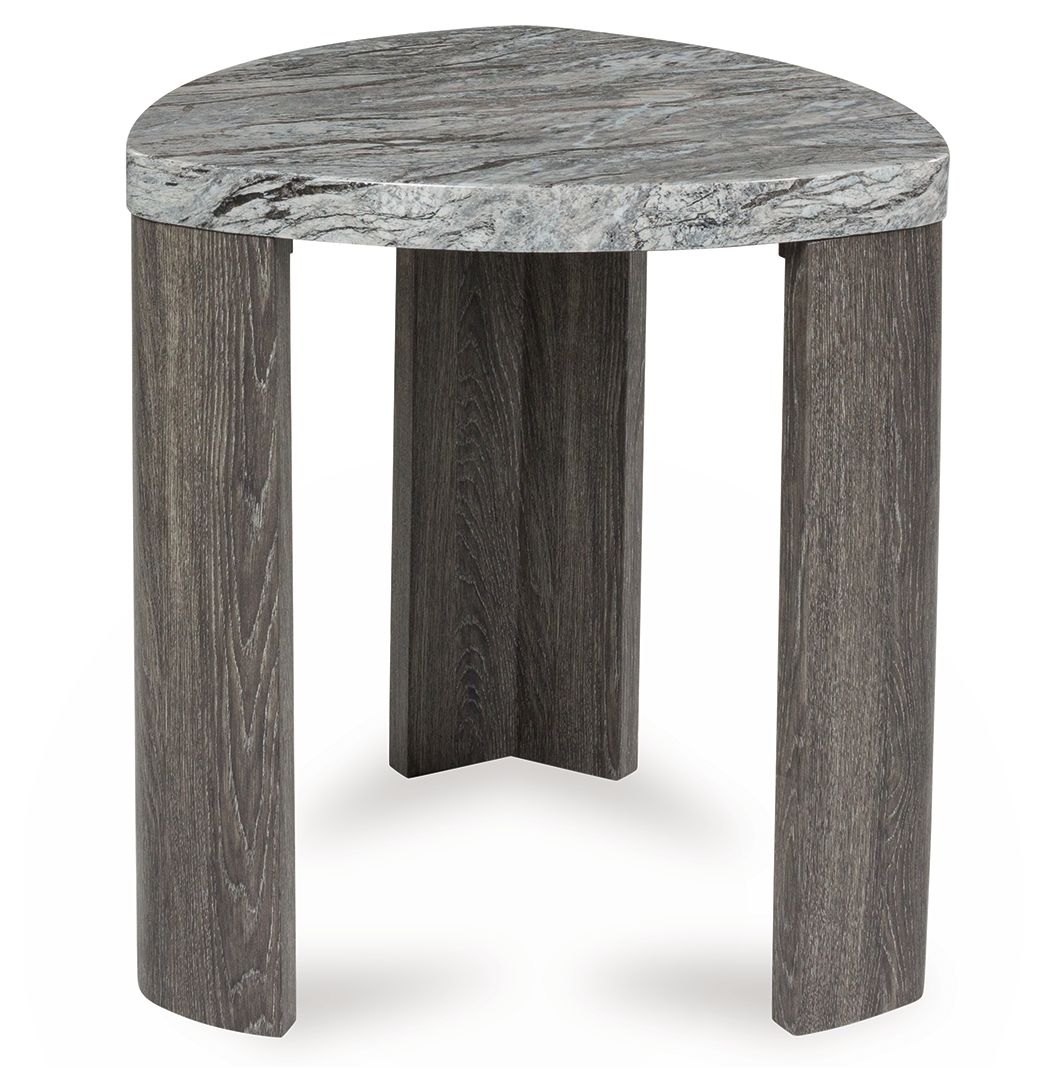 Surmour - Triangle End Table - Gray / Brown
