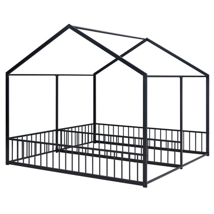 House Platform Beds, 2 Shared Beds, Metal Frame With Guardrails