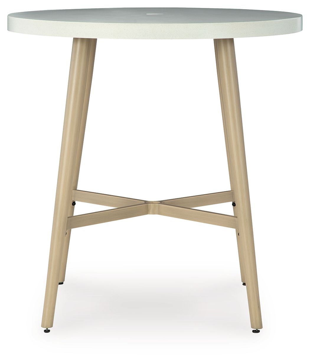 Seton Creek - Round Bar Table With Umbrella Option - Beige