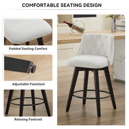 Swivel Bar Stools & Button Tufted Back (Set of 2)
