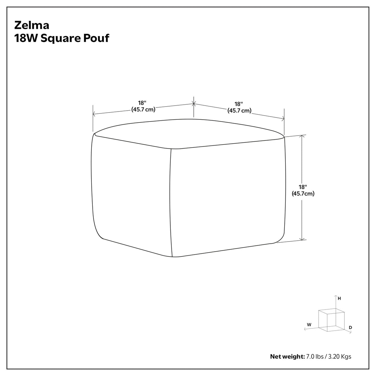 Zelma - Square Woven Outdoor / Indoor Pouf - Silver