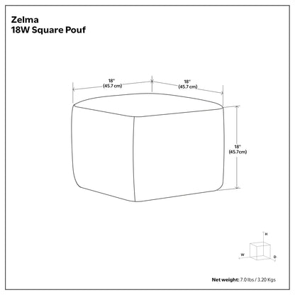 Zelma - Square Woven Outdoor / Indoor Pouf - Silver