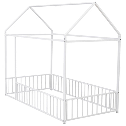 Metal Bed House Bed Frame With Fence
