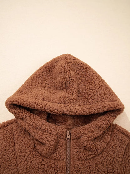 Zip Up Hooded Sherpa Jacket