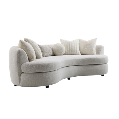 Iniko - Boucle Sofa With Toss Pillows - Beige