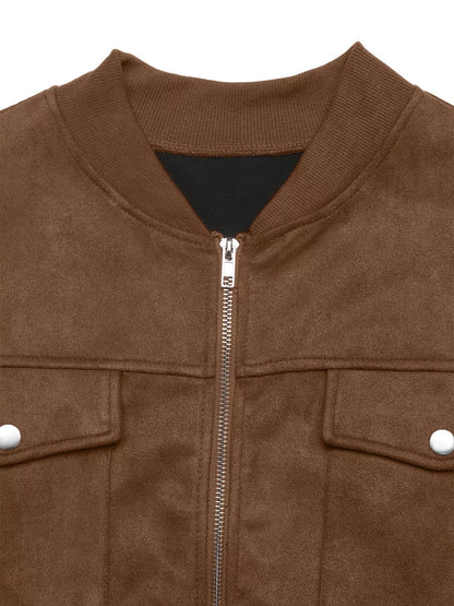 Zip Up Dropped Shoulder Jacket