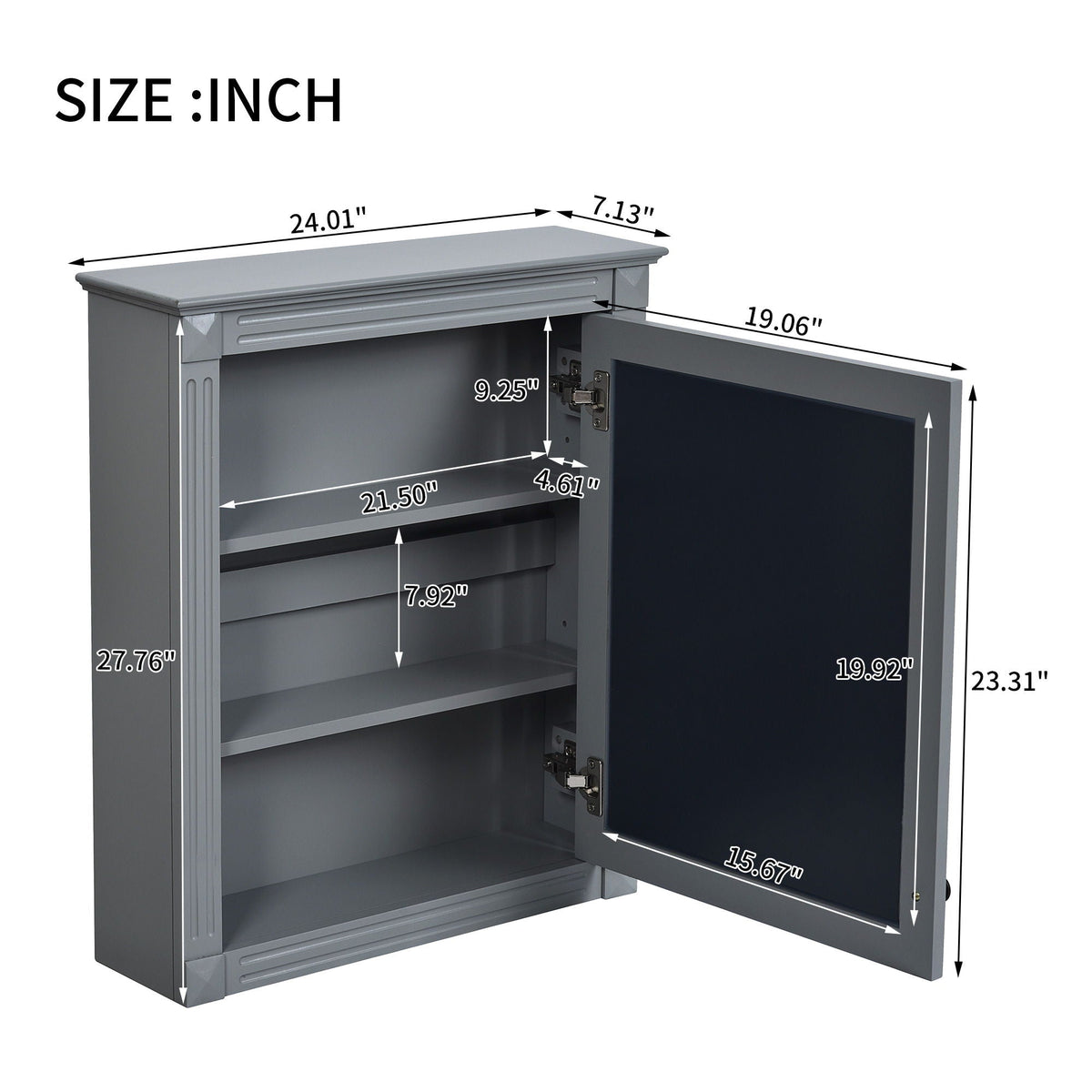 Wall Mounted Bathroom Storage Cabinet With Mirror, Medicine Cabinet With Height Adjustable Shelf
