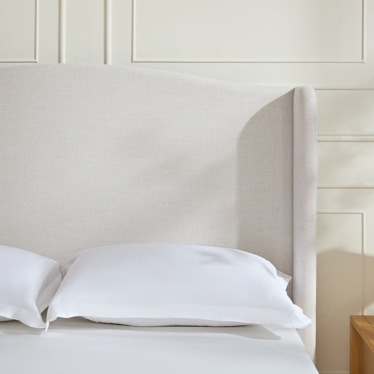 Minimalist Designs Upholstered Wingback Bed With Tall Headboard