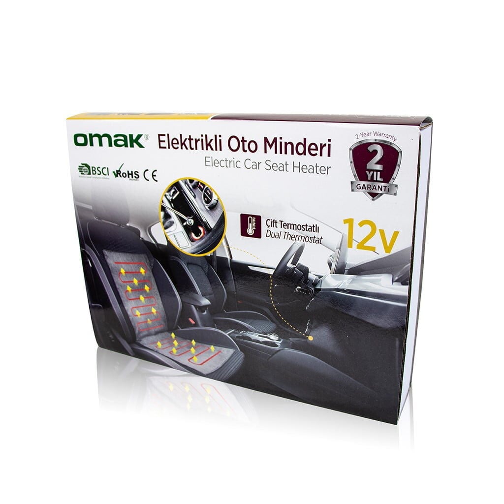 Omak 12V Heated Car Seat Cushion with Thermostat 35x90 cm