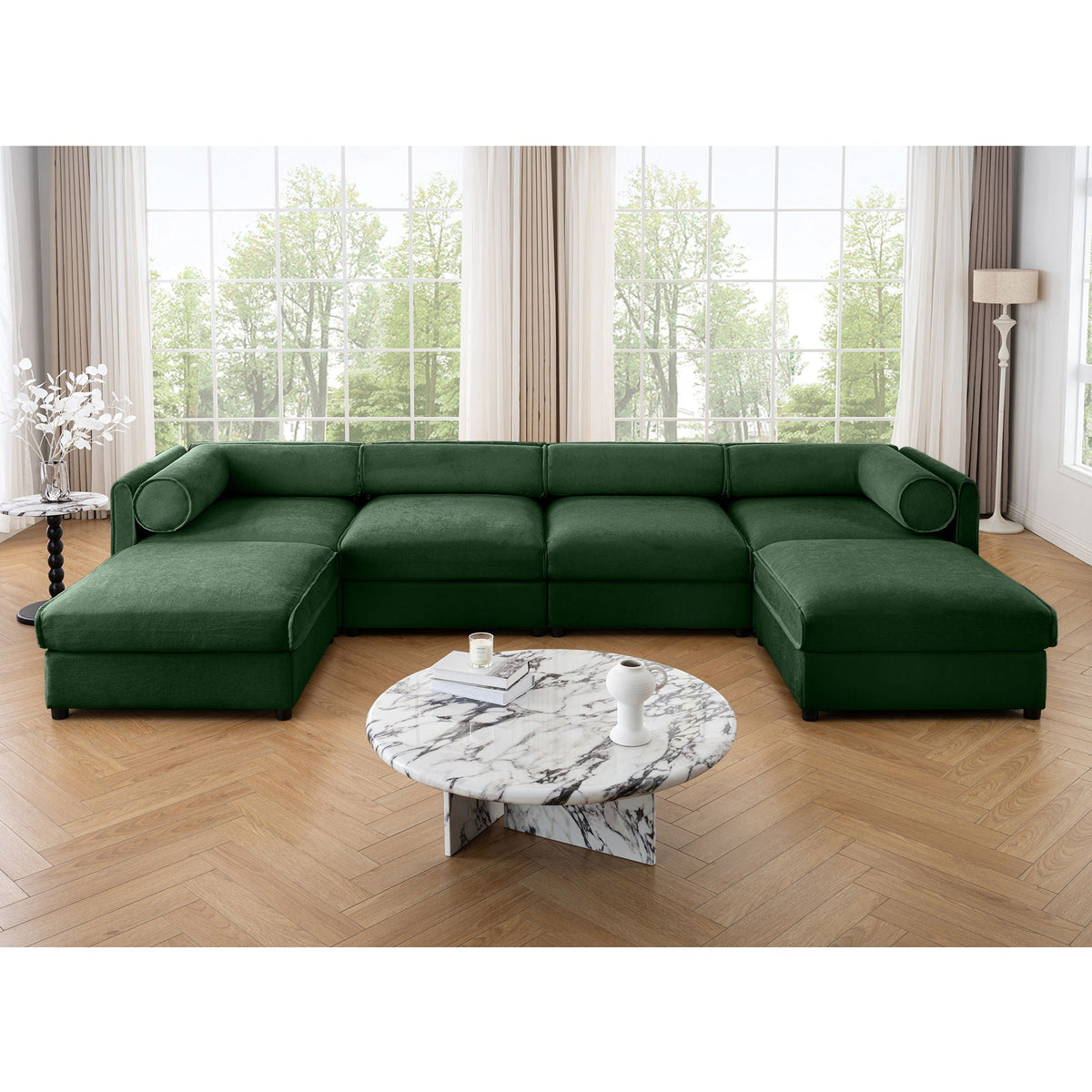 Contemporary Elegant Sofa With Storage And Ottoman