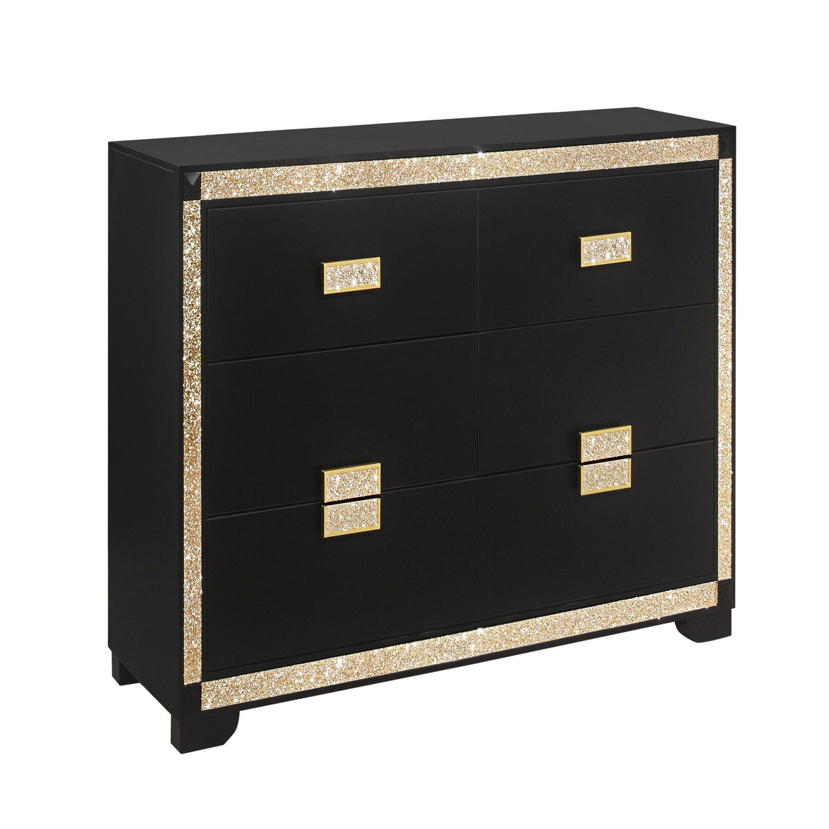 Lively - Dresser With Glitter Detail And Thick Bar Handle Hardware - Black