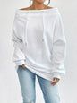 Off-Shoulder Drawstring Sweatshirt