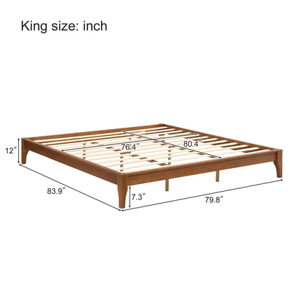 Solid Dry Bamboo Platform Bed Frame, With Slat Support