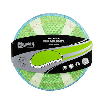 Chuckit Paraflight Max Glow Large Glowing Dog Frisbee Toy