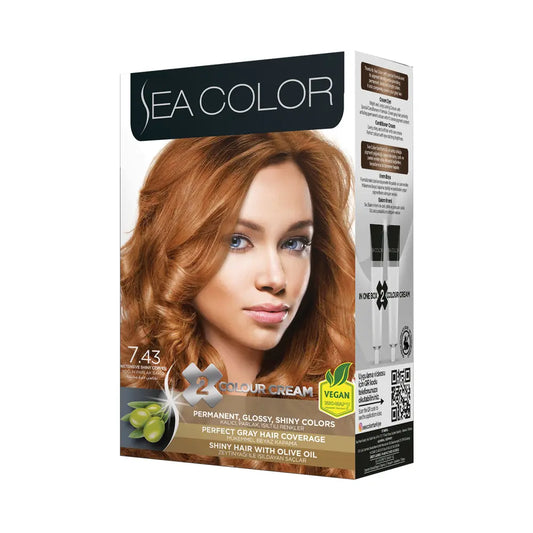 Sea Color Hair Dye Set 7.43 Intense Shiny Copper, 2-Pack