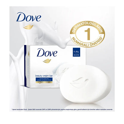 Dove Cream Bar Original Beauty Bar 4 x 90g Pack Gentle Moisturizing Cleanser