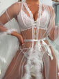 Women's Sexy See-Through Mesh Feather Nightgown