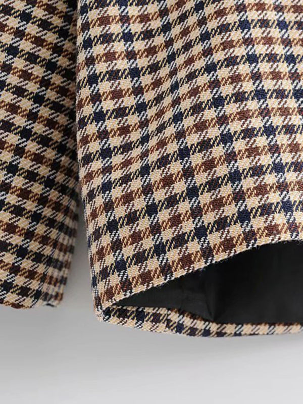 Women's Plaid Blazer Jacket - Cotton Blend - Multiple Colors