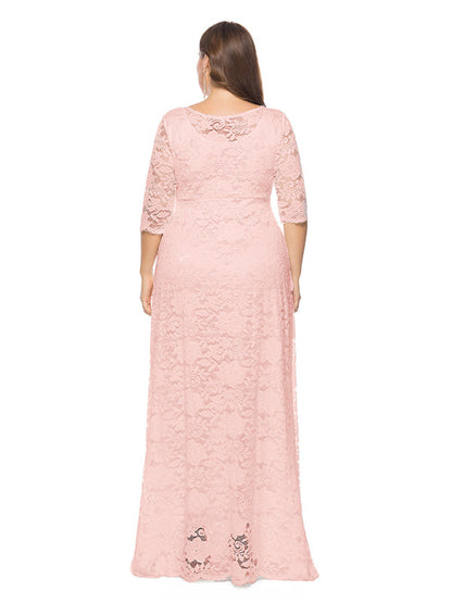 Plus size women's new elegant lace dress