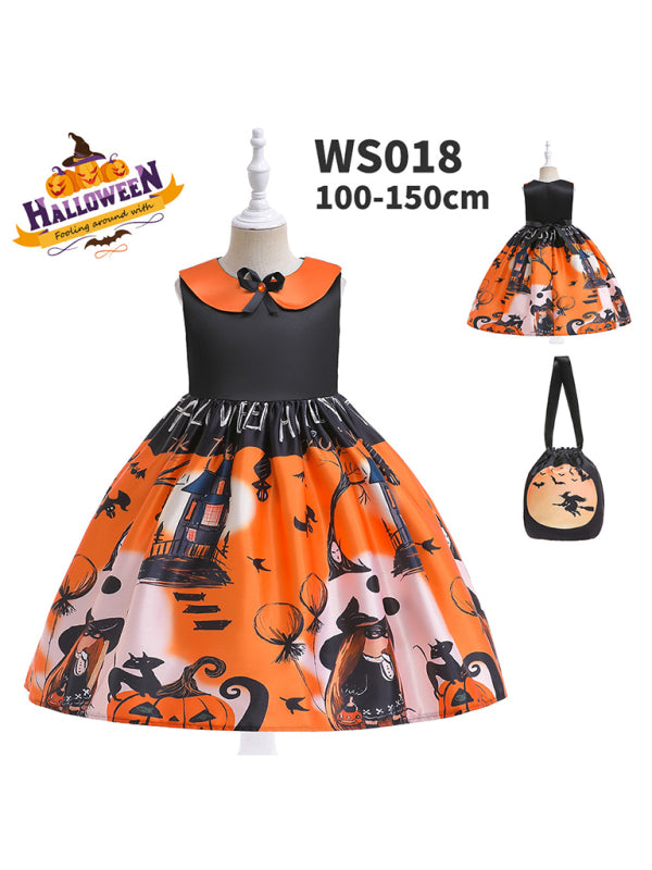 Girls' Halloween Witch Costume Party Dress - Multiple Patterns