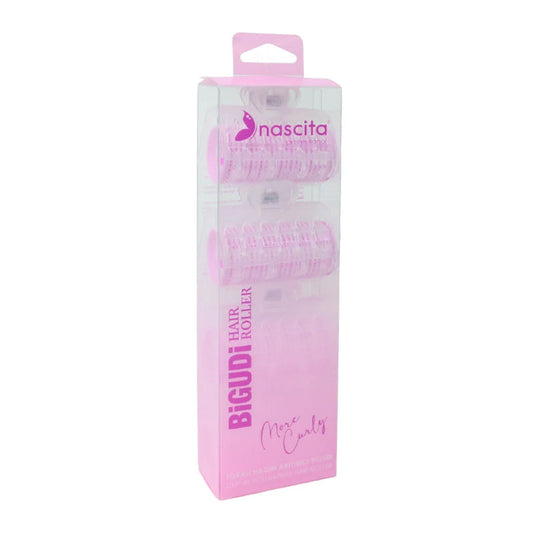 Nascita Pink Hair Rollers with Clips for Volume 4 Pieces