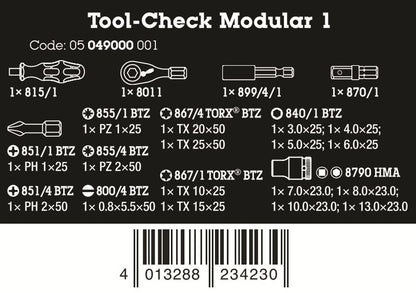 Wera Tool-Check Modular 1 21 Pieces Metric 05049000001